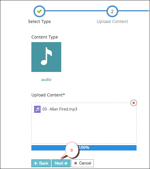 Choose content to upload