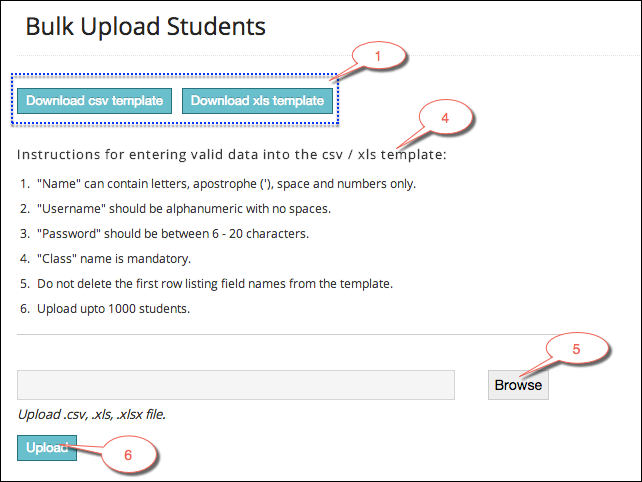 Bulk upload students