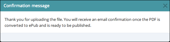 PDF conversion message