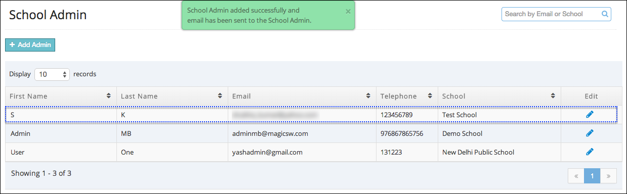School admin added