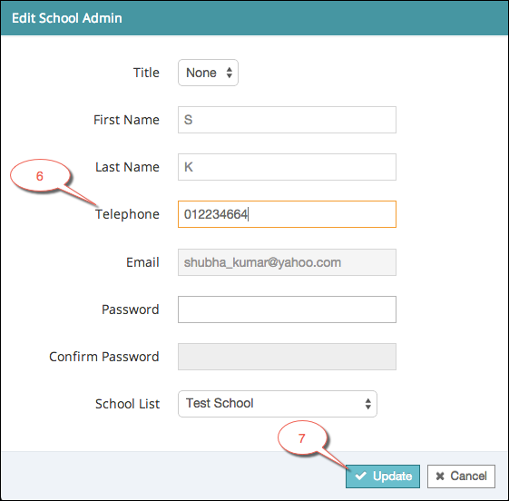 Edit Admin Details