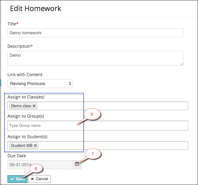 Assign homework